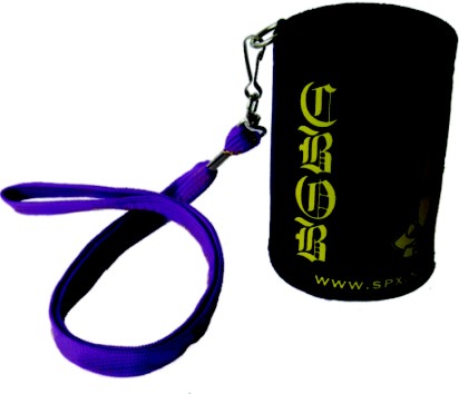 Stubby Holder with Handy Tag. Just clip on and it travels with you!